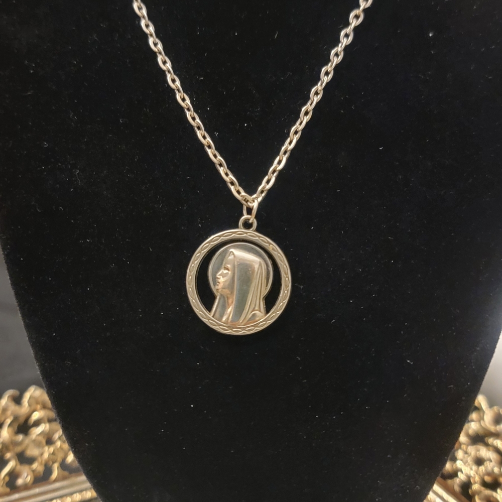 Christian Religious Gold Medallion Necklace